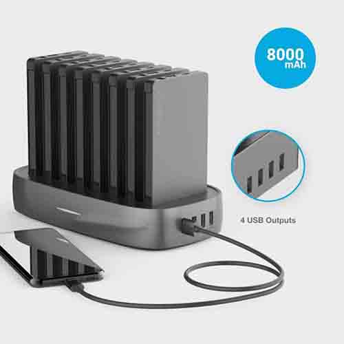 شارژر همراه پاورولوجی مدل P8X8PSPK ظرفیت 8000 میلی آمپر ساعت مجموعه 8 عددی به همراه پایه شارژ